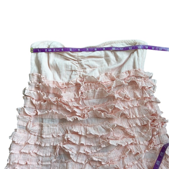 J. Crew Collection Strapless Ruffled Dress in Light Peach Pink Size Large - Picture 4 of 8